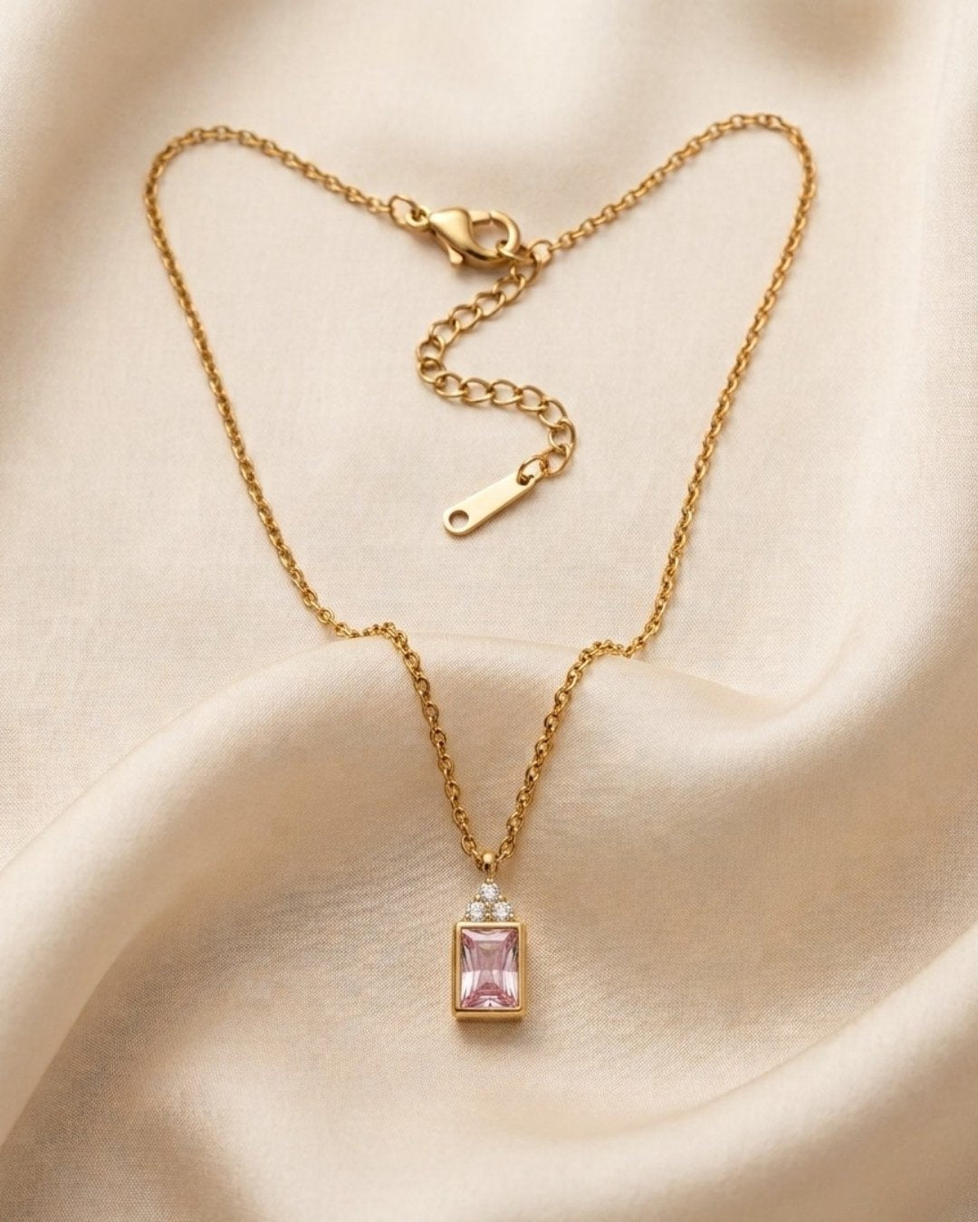 Amethyst Radiant Solitaire Gold Plated Necklace