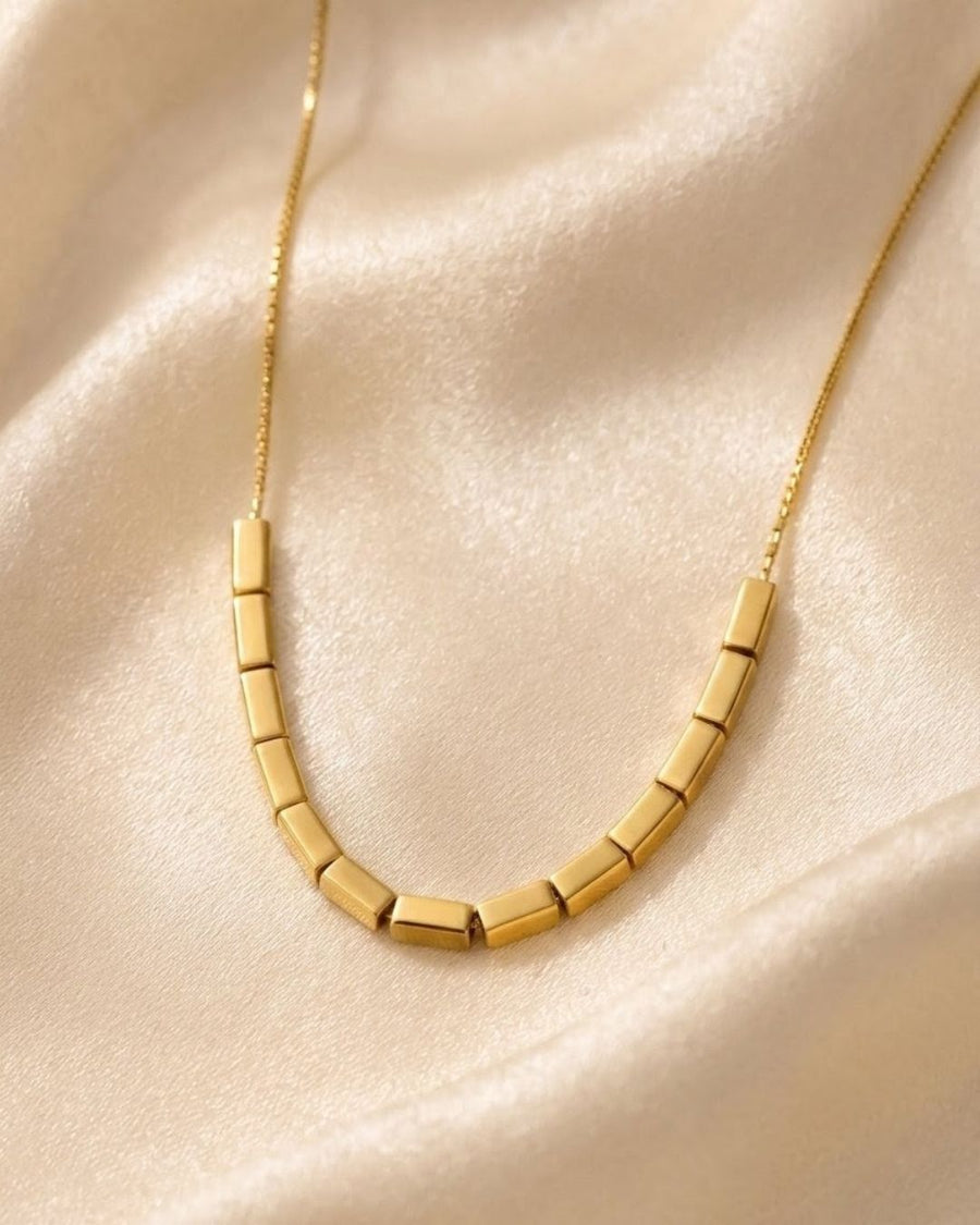 Gold Cube Station Gold Plated Necklace