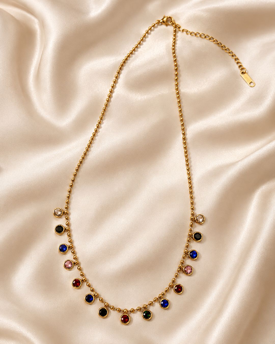 Multicolor Crystal Charm Gold Plated Necklace