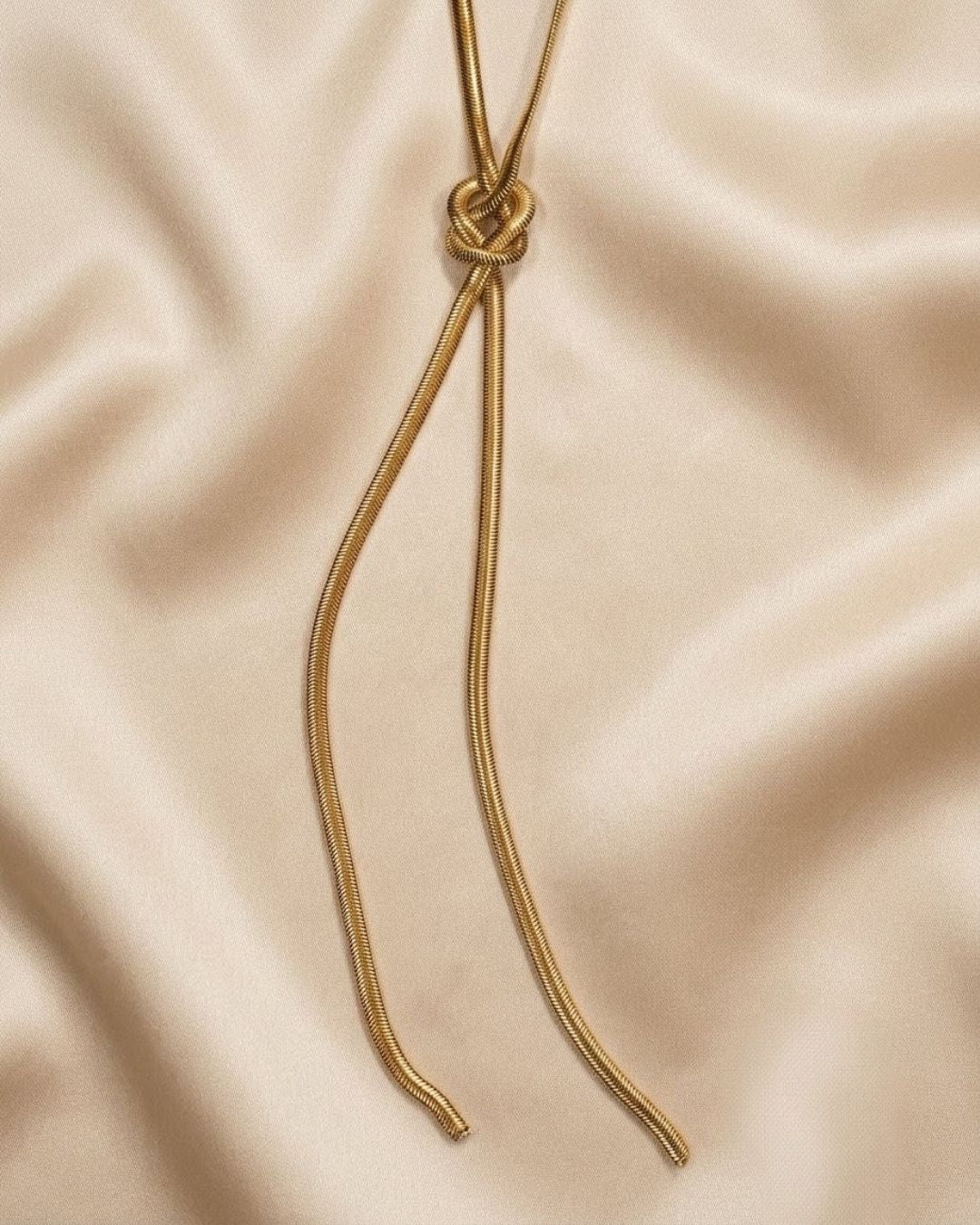 Knot Snake Lariat Gold Plated Necklace