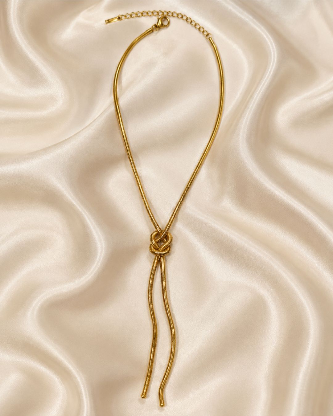 Knot Snake Lariat Gold Plated Necklace