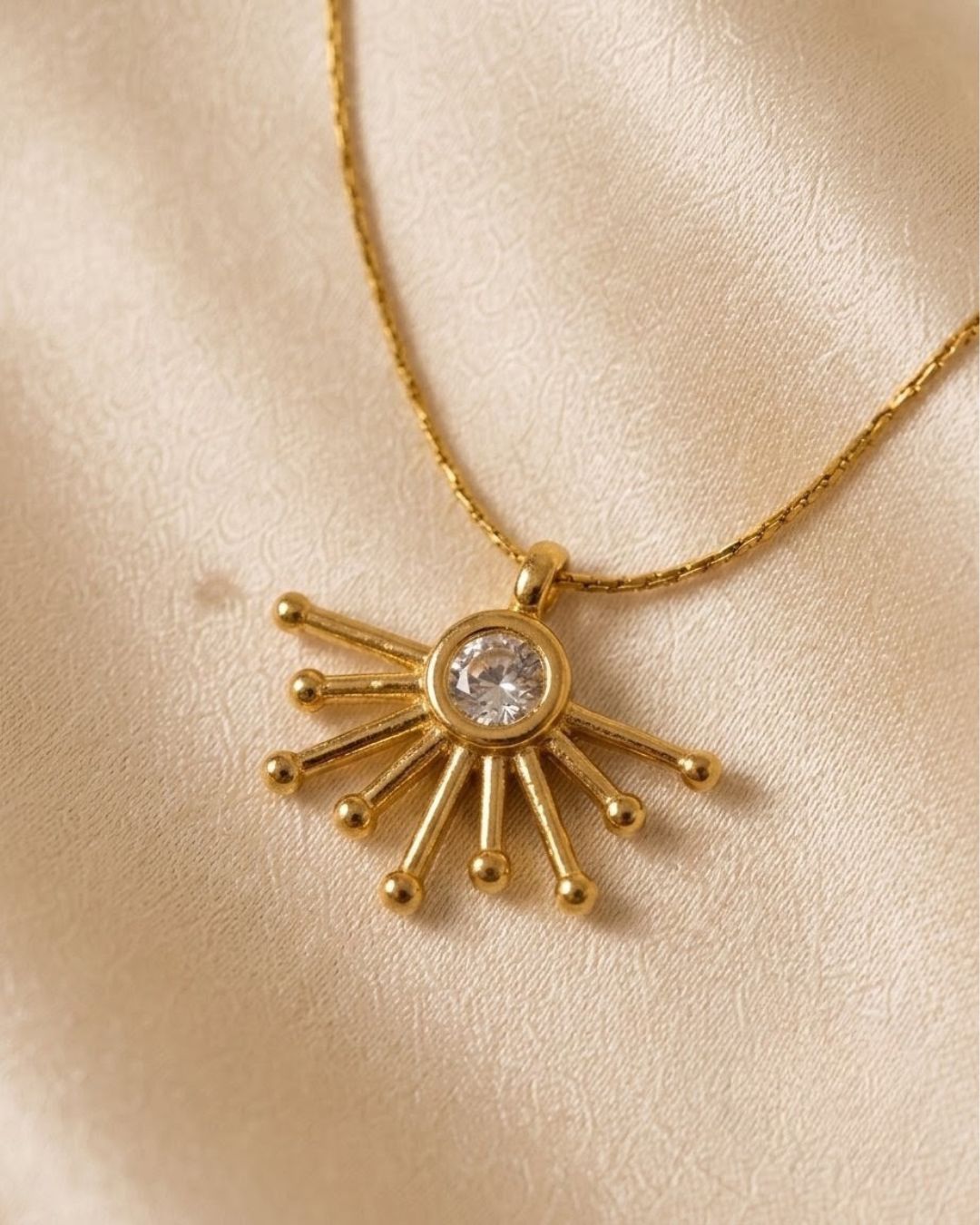 Sunburst Crystal Gold Plated Necklace