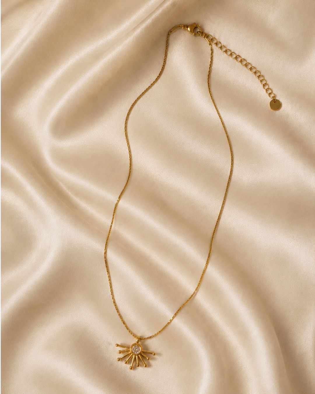 Sunburst Crystal Gold Plated Necklace