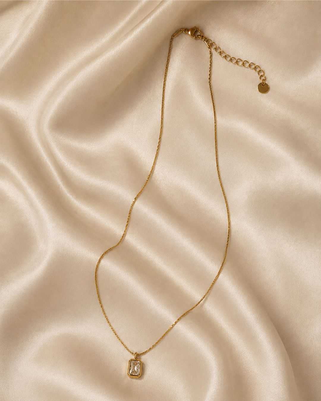 Emerald Cut Crystal Gold Plated Necklace