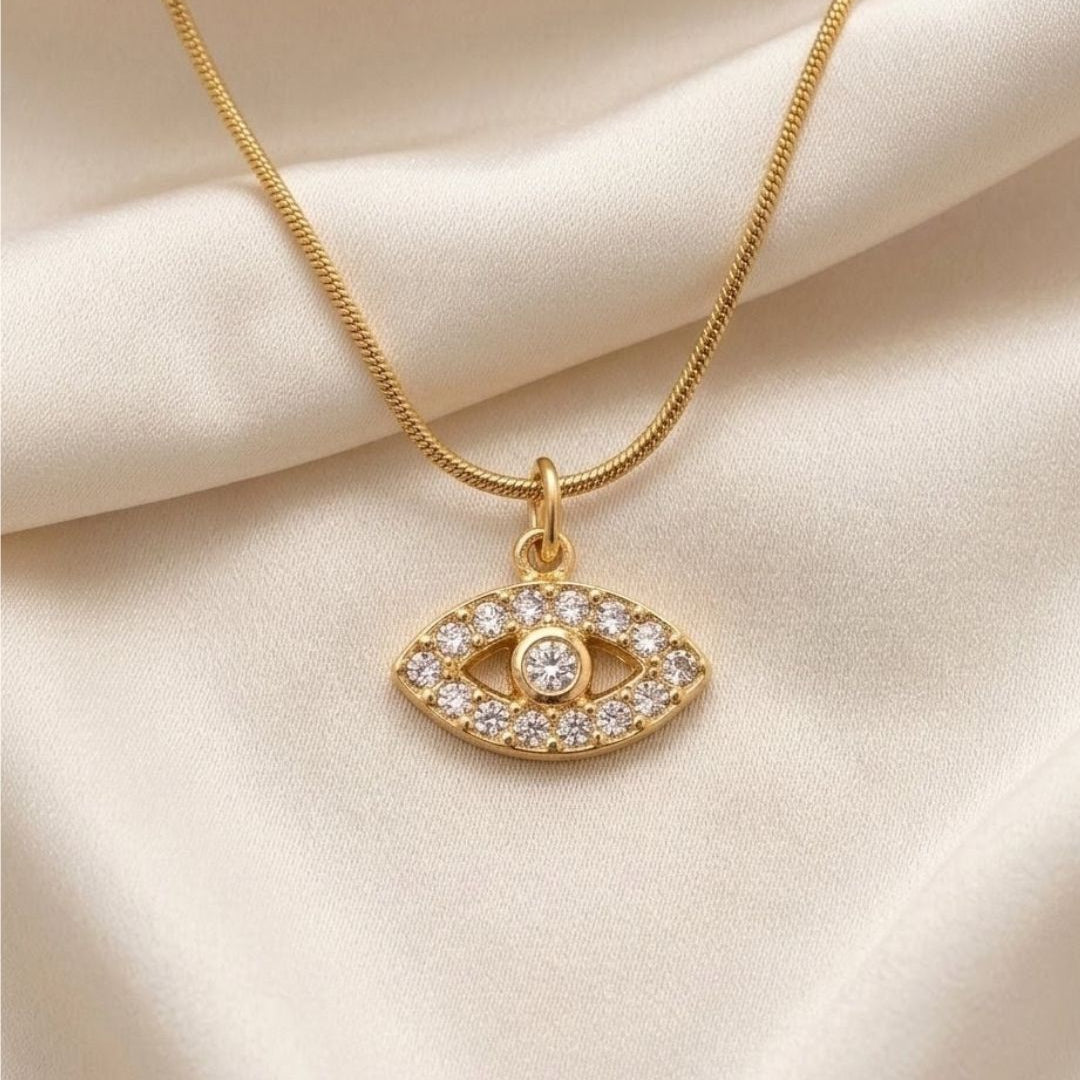 Evil Eye Crystal Gold Plated Necklace