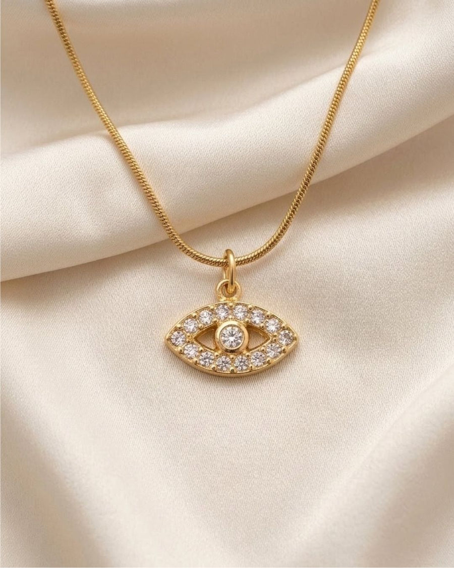 Evil Eye Crystal Gold Plated Necklace