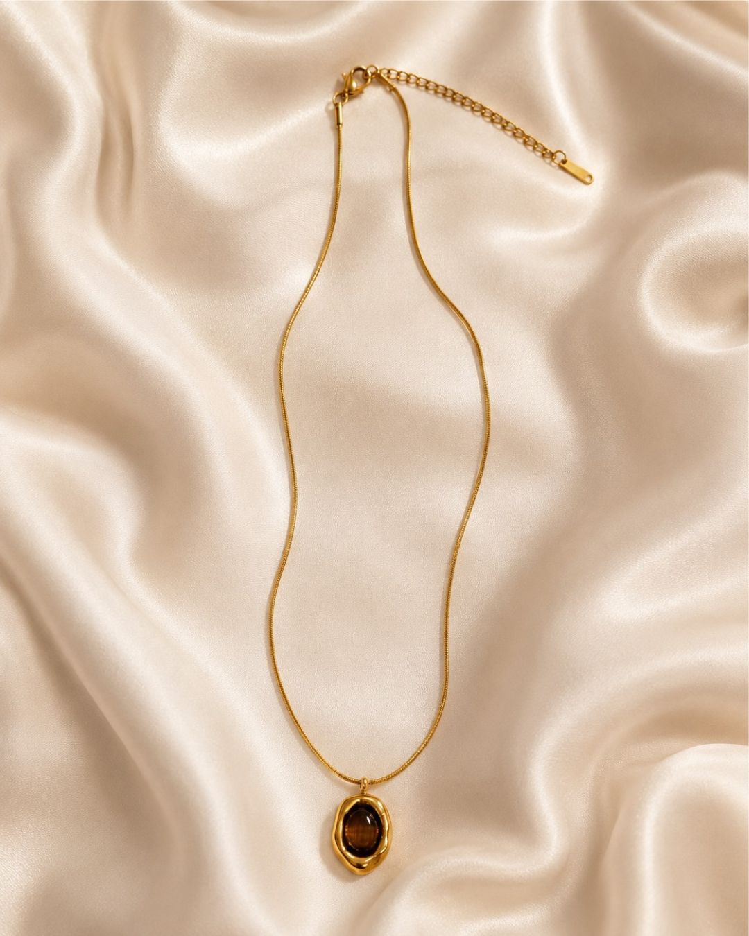 Organic Amber Gem Gold Plated Necklace