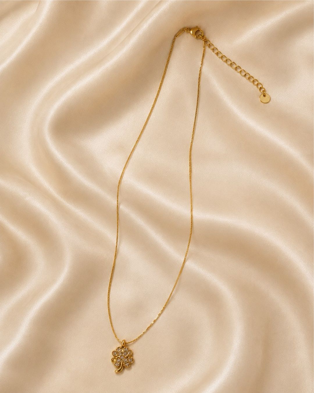 Pavé Crystal Four Leaf Clover Gold Plated Necklace