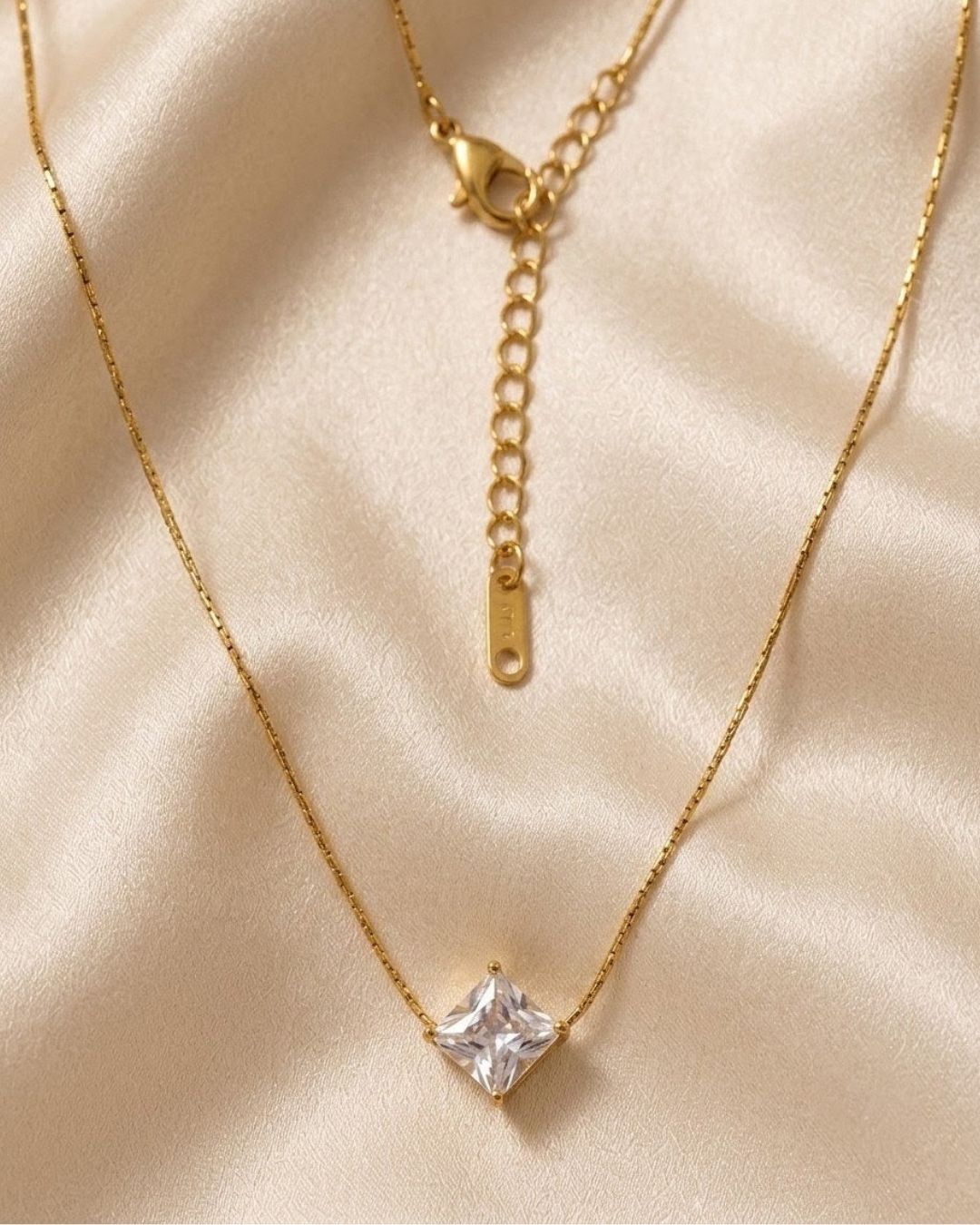 Princess Cut Crystal Gold Plated Necklace