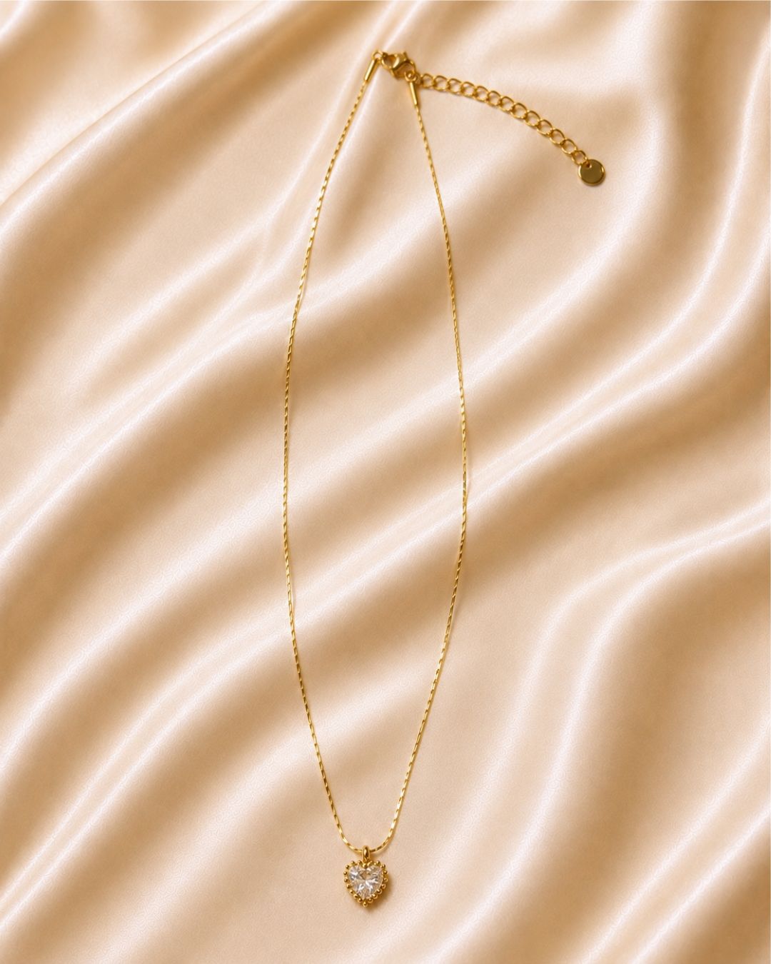 Heart Crystal Beaded Gold Plated Necklace