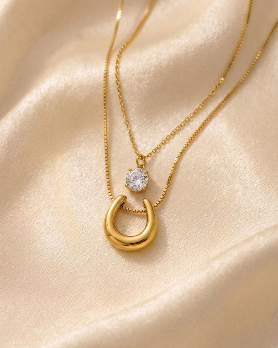 Horseshoe Layered 18k Gold Plated Necklace