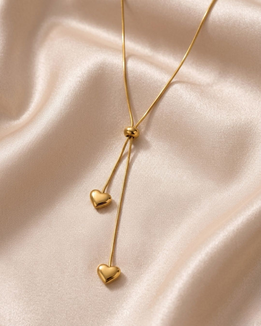 Amora Cascading Heart Gold Plated Necklace