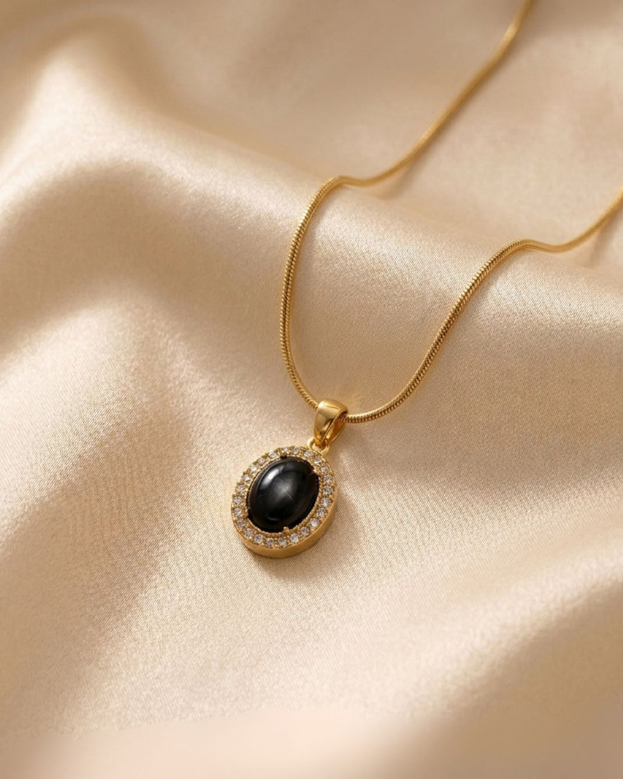 Sapphire Aurelia Halo Gold Plated Necklace