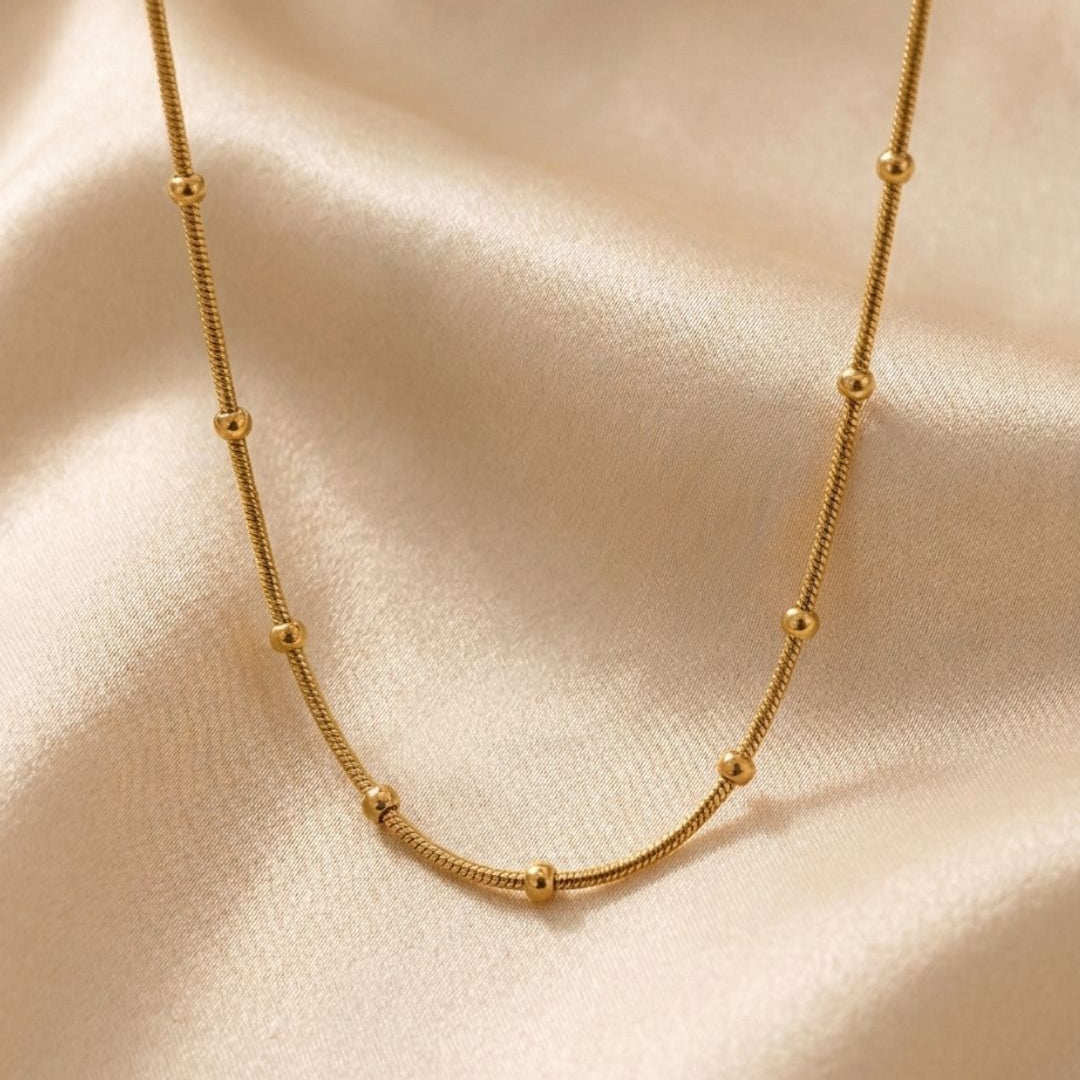 Aurelia Beaded Snake Gold Plated Necklace
