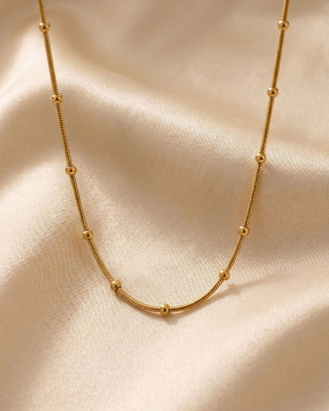Aurelia Beaded Snake Gold Plated Necklace