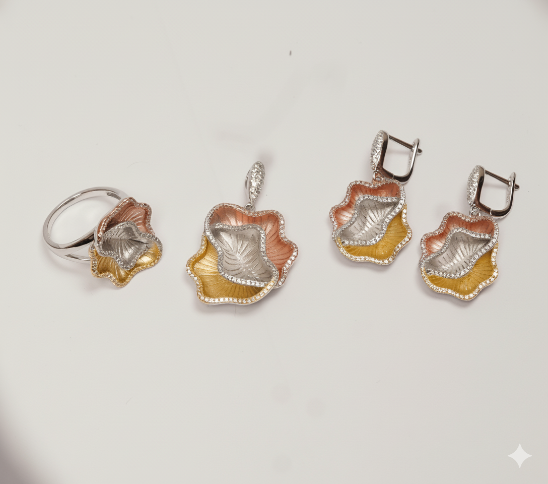 Whisper Petal Silver 925 Fine Jewelry Set