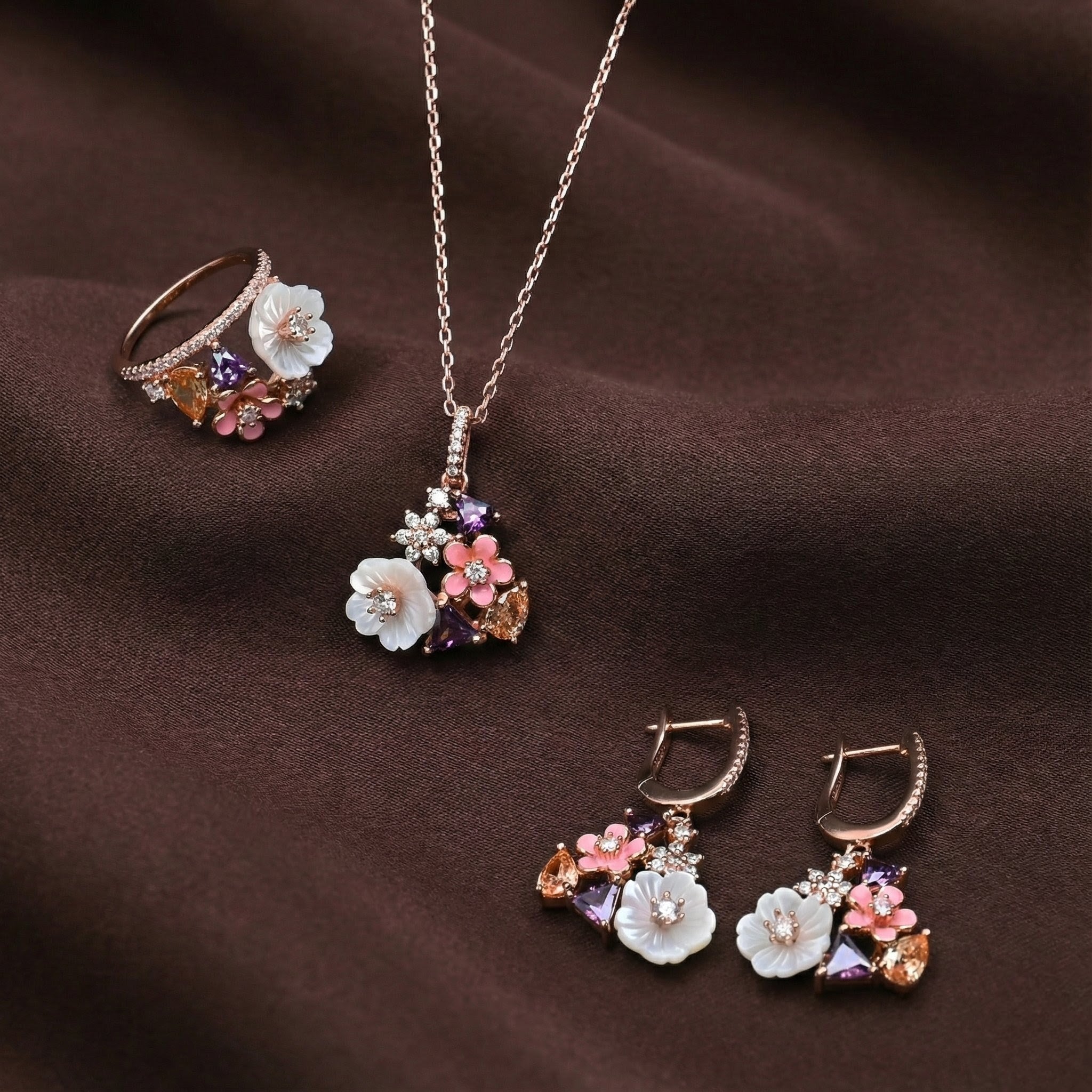 Ameliora Silver 925 Jewelry Set (Rose Gold)