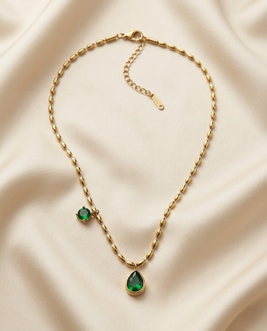 Emerald Dual Charm Necklace