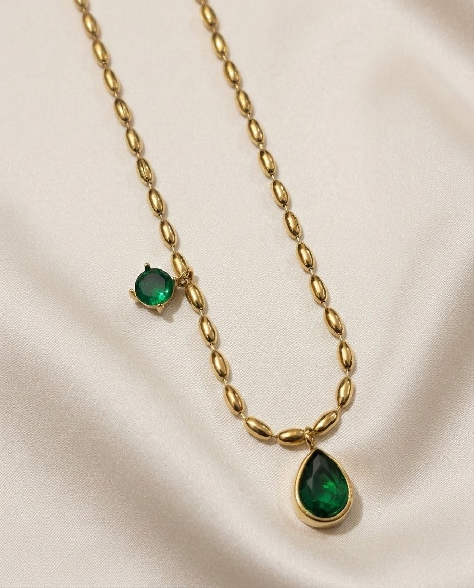 Emerald Dual Charm Necklace