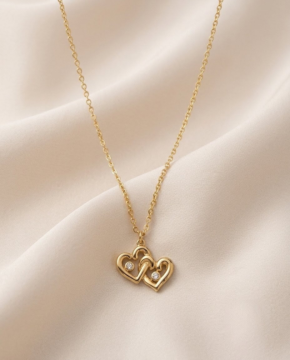 Solitaire Crystal Pear & Bar Layered Gold Plated Necklace