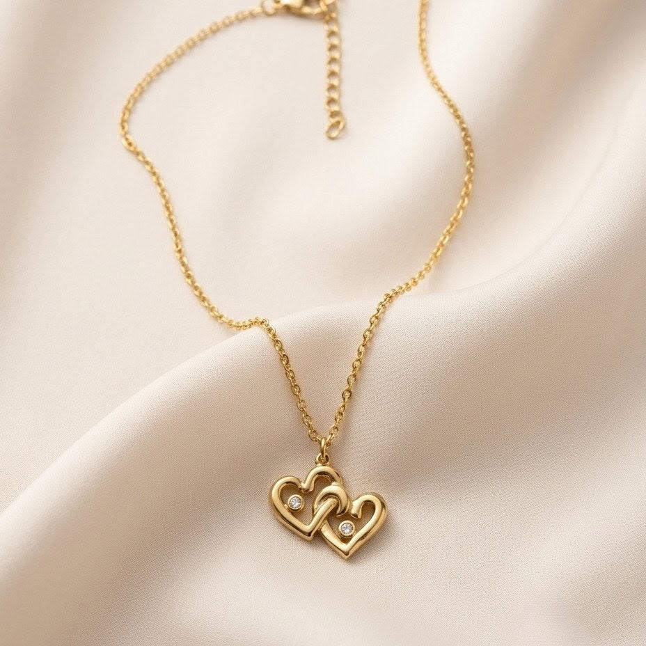 Solitaire Crystal Pear & Bar Layered Gold Plated Necklace