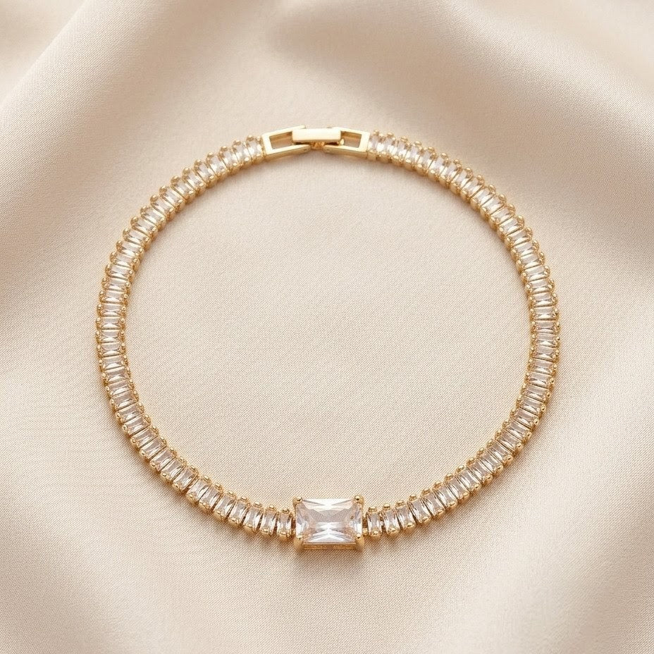 Glamorous Baguette Crystal Tennis Bracelet