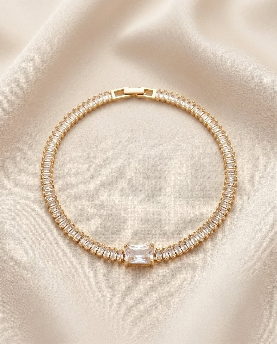 Glamorous Baguette Crystal Tennis Bracelet
