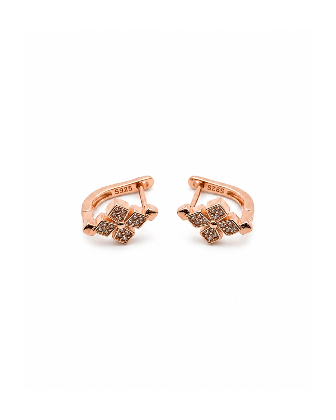 Petal Clover Hoops 925 Silver Rose Gold Earrings