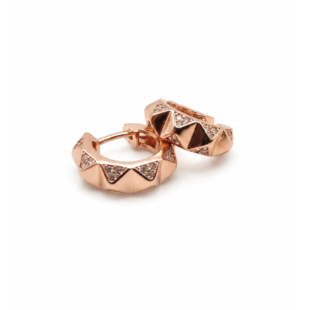 Zigzag Pyramid Hoops 925 Silver Rose Gold Earrings