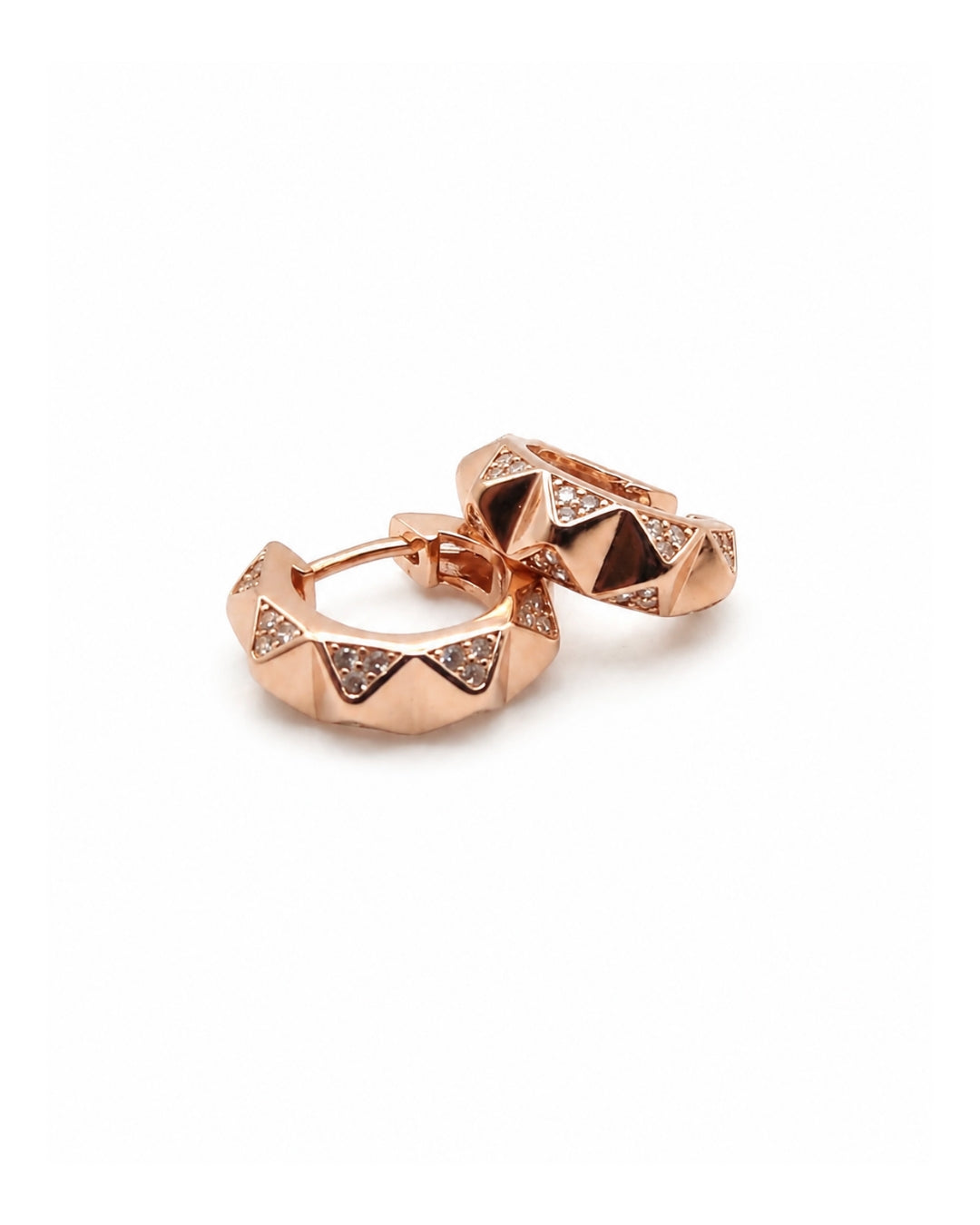 Zigzag Pyramid Hoops 925 Silver Rose Gold Earrings