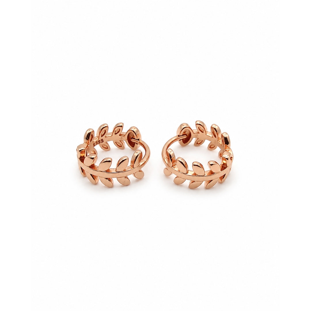 Laurel Vine Hoops 925 Silver Rose Gold Earrings