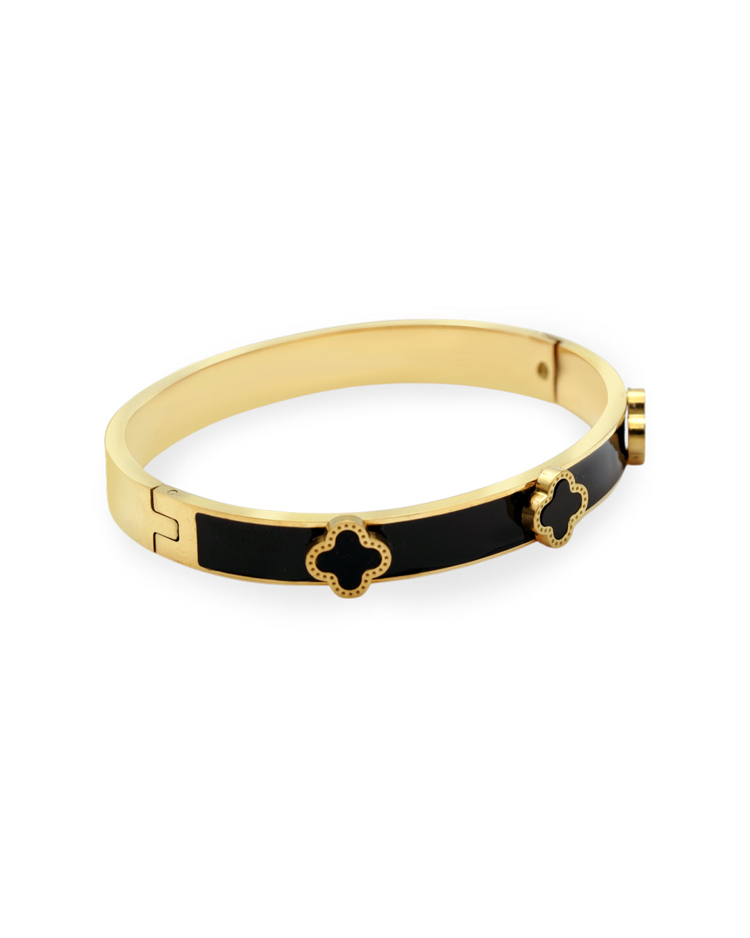 Onyx Clover Gold Plated Kada