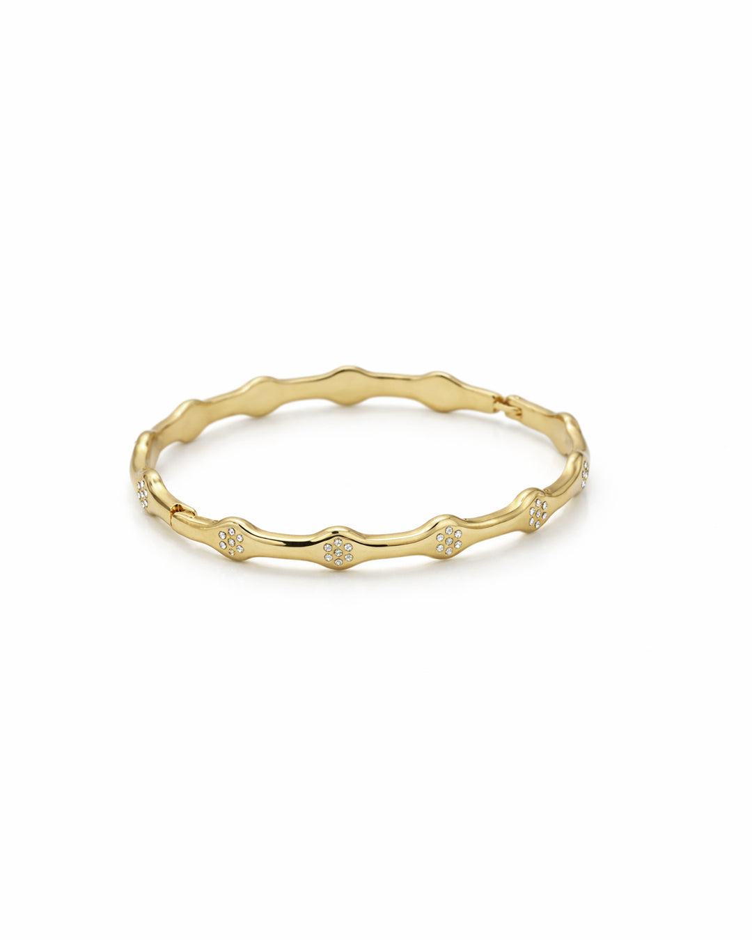 Scallop Wave Pavé Crystal Gold Plated Kada