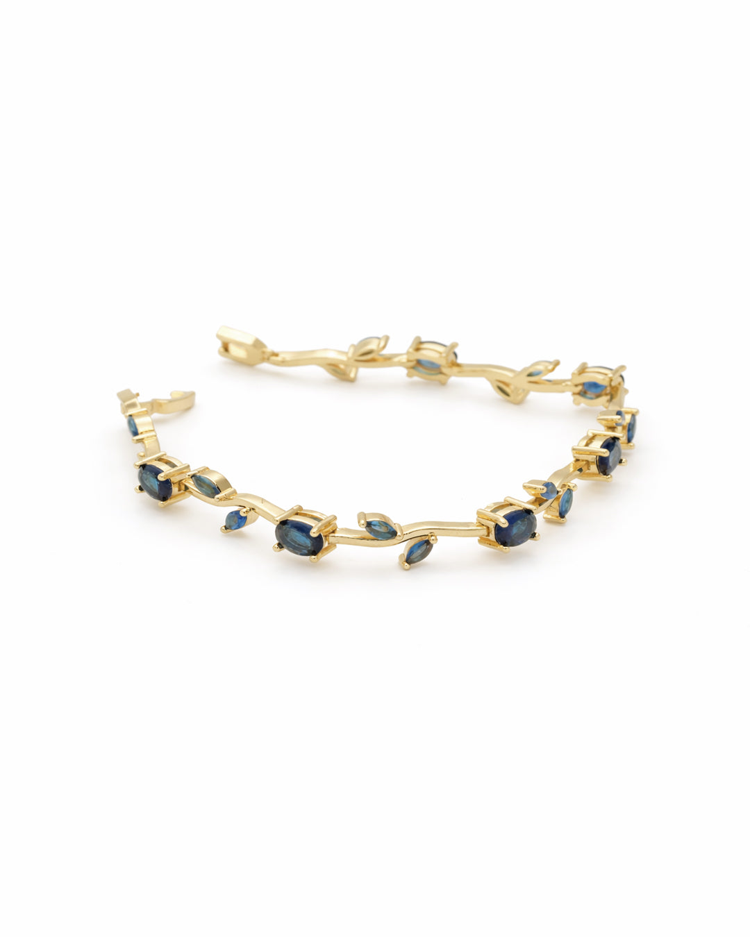 Blue Sapphire Cascade Gold Plated Bracelet