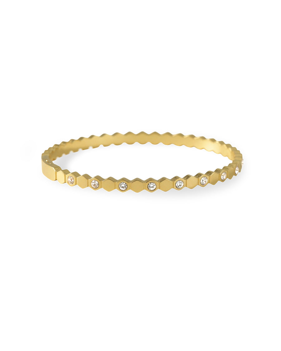 Hexagon Crystal Eternity Gold Plated Kada