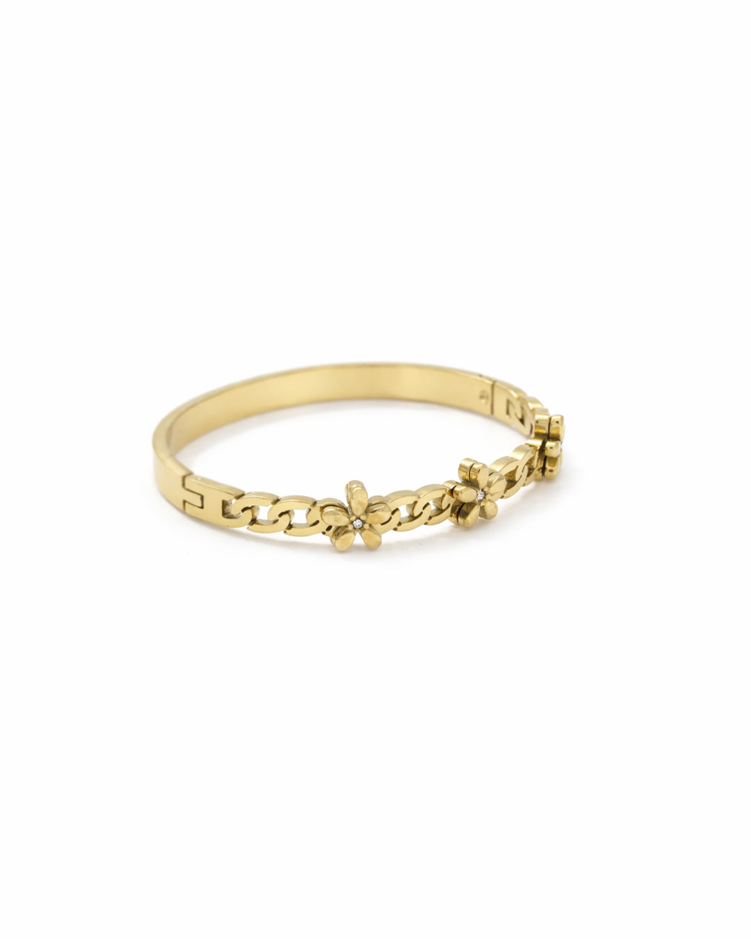 Daisy Curb Chain Crystal Gold Plated Kada