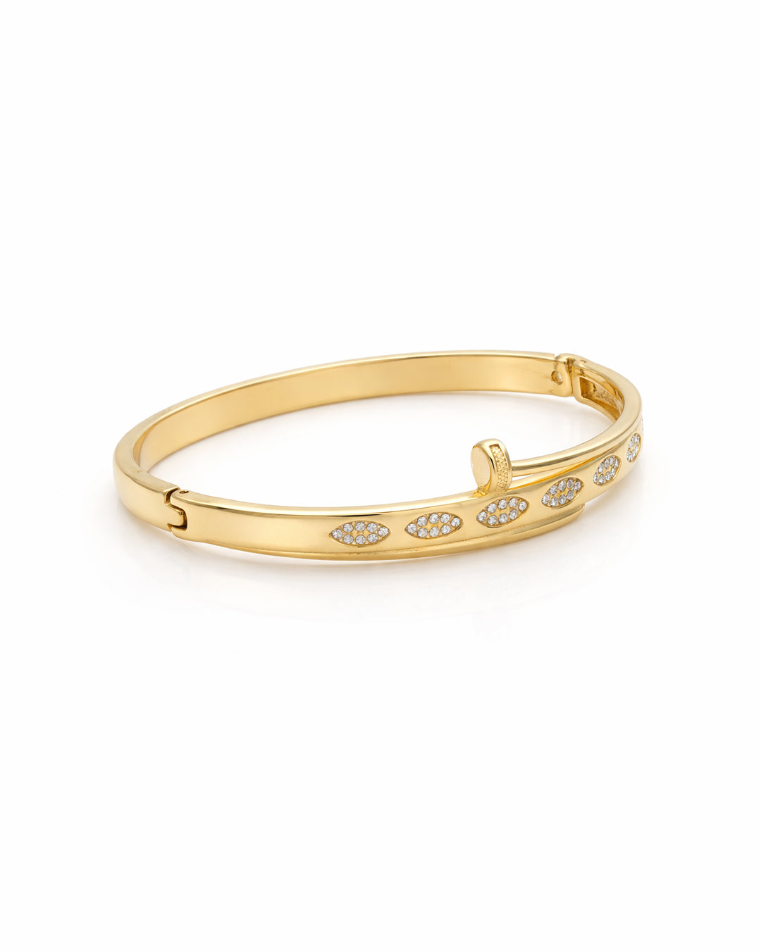 Nail Bypass Marquise Crystal Gold Plated Kada