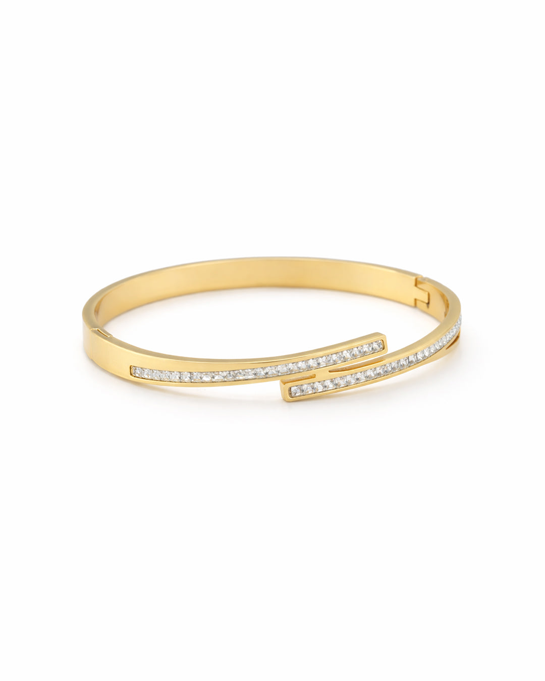 Crystal Channel Bypass Gold Plated Bangle Kada