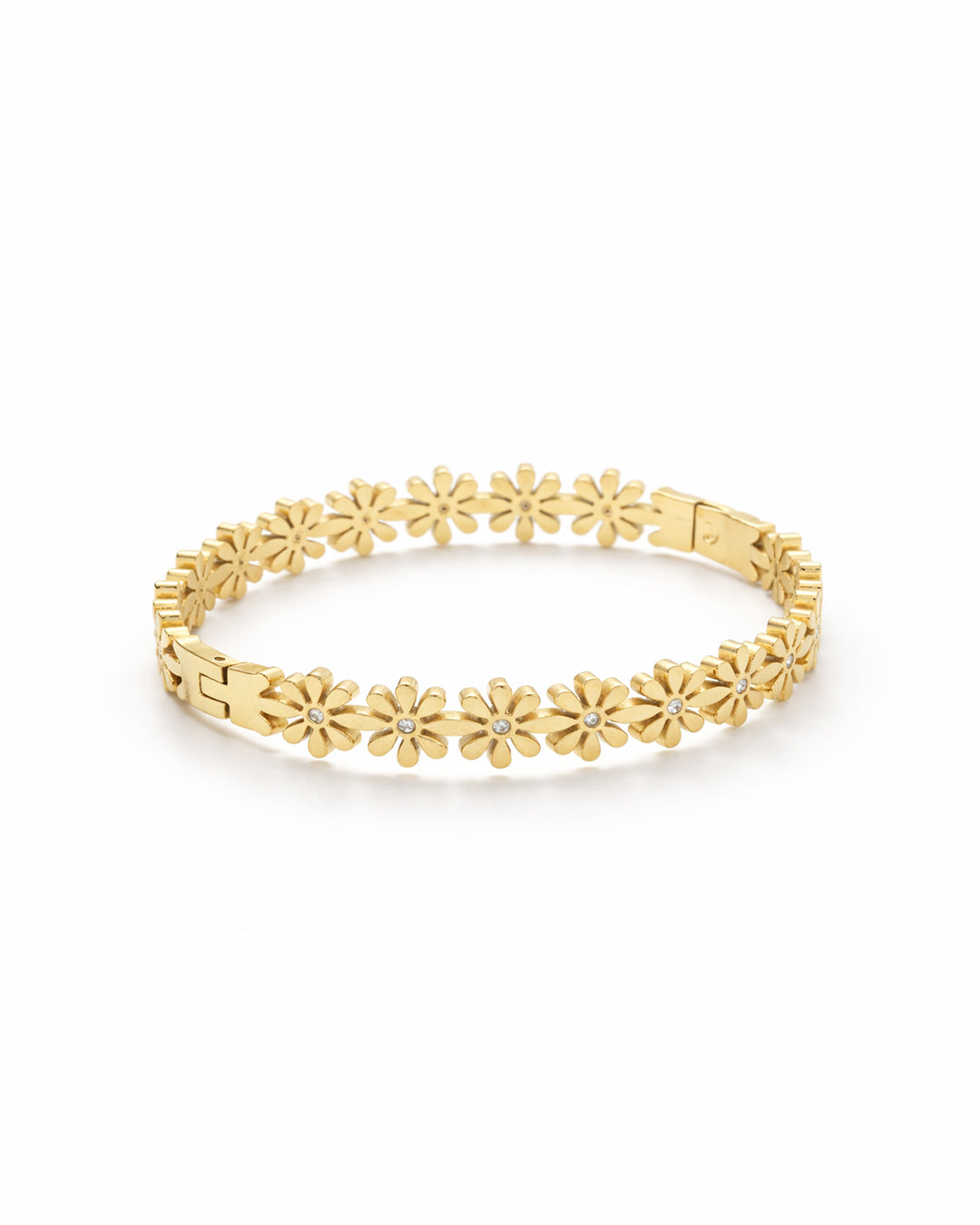 Dainty Floral Daisy Gold Plated Bangle Kada