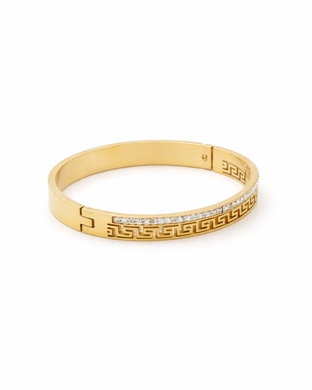 Greek Key Crystal Channel Bangle Kada