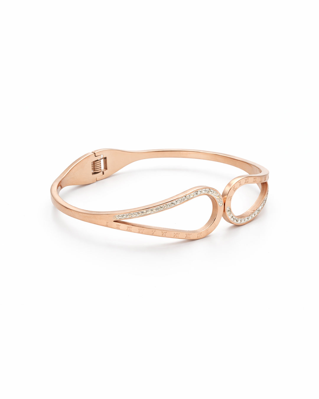 Crescent Loop Roman Numeral Rose Gold Plated Kada