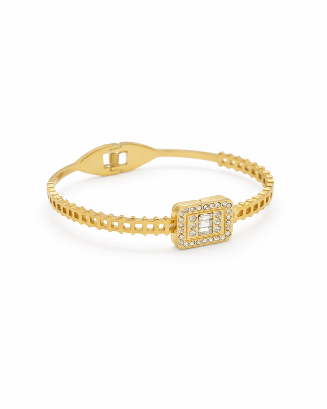 Baguette Halo Square Gold Plated Kada