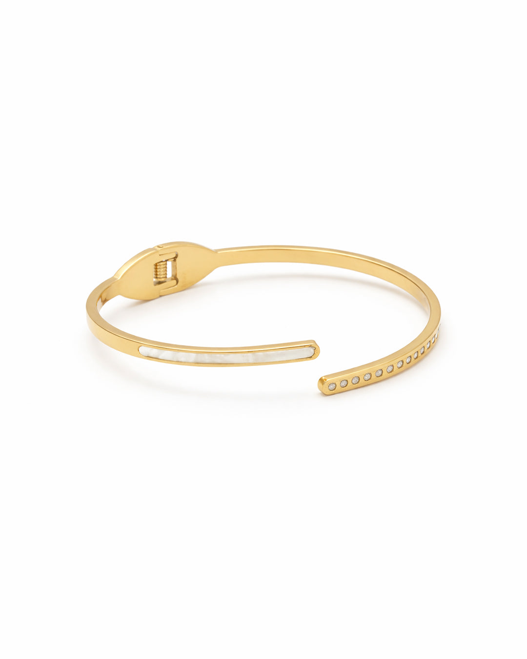 Mother of Pearl Bypass Crystal Gold Plated Kada