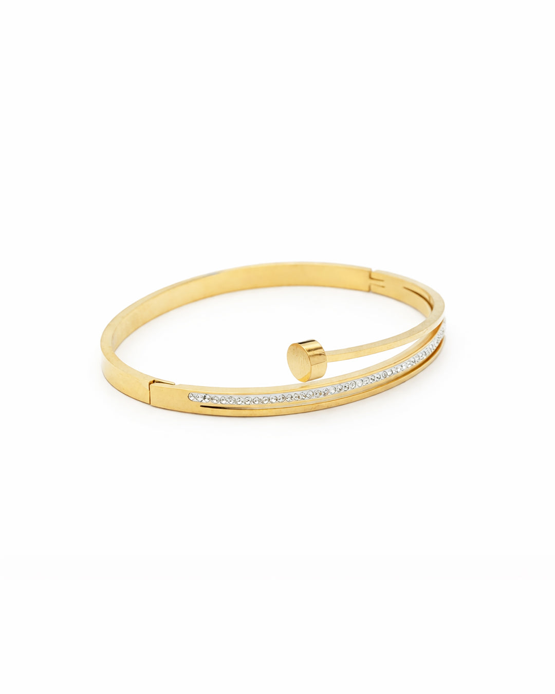 Floating Orbital Crystal Gold Plated Bangle Kada