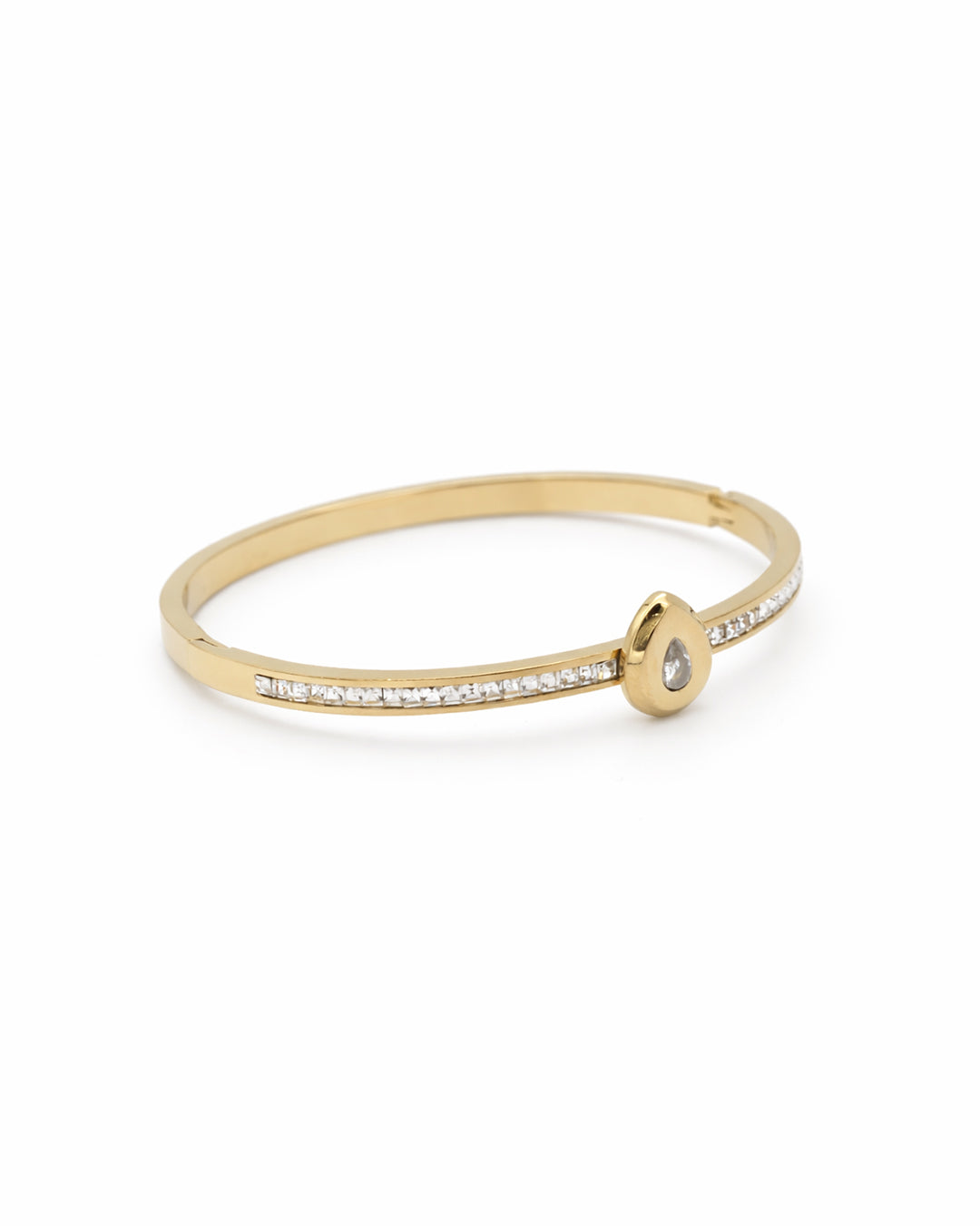 Teardrop Solitaire Crystal Gold Plated Kada