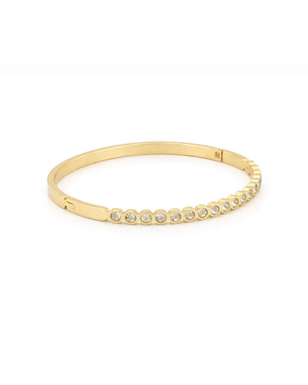 Bezel Set Crystal Row Gold Plated Bangle Kada