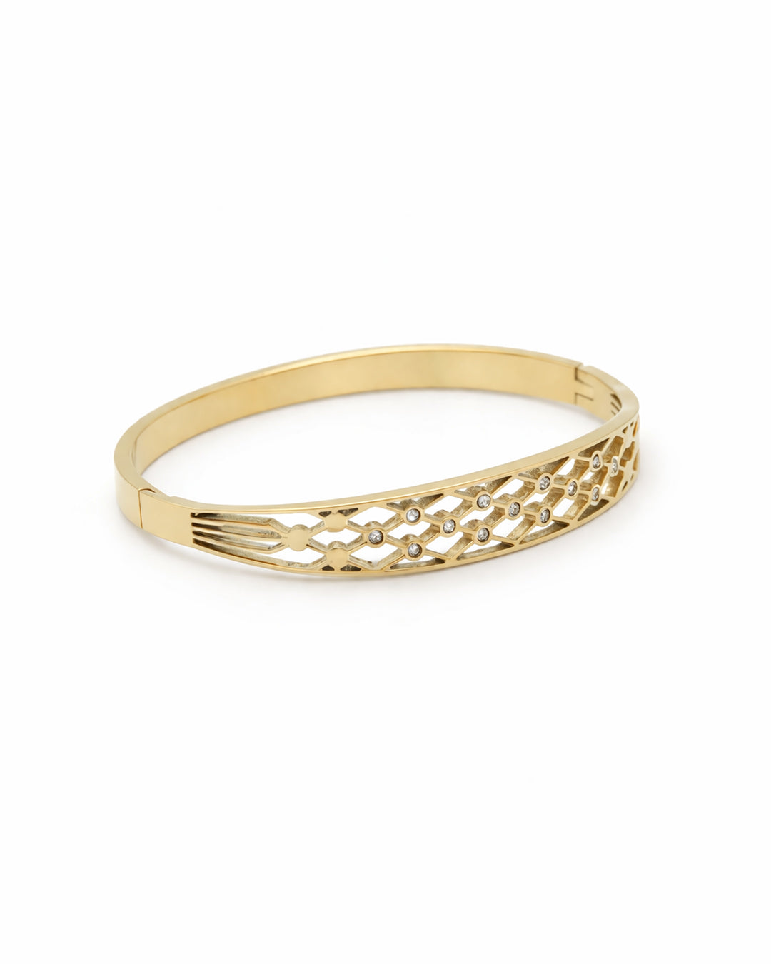 Lattice Dream Crystal-Accented Gold Plated Kada