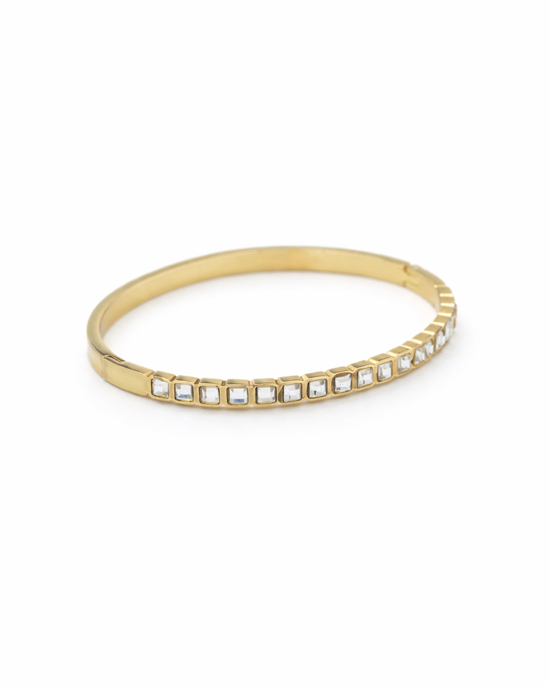 Full-Rail Baguette Crystal Gold Plated Kada