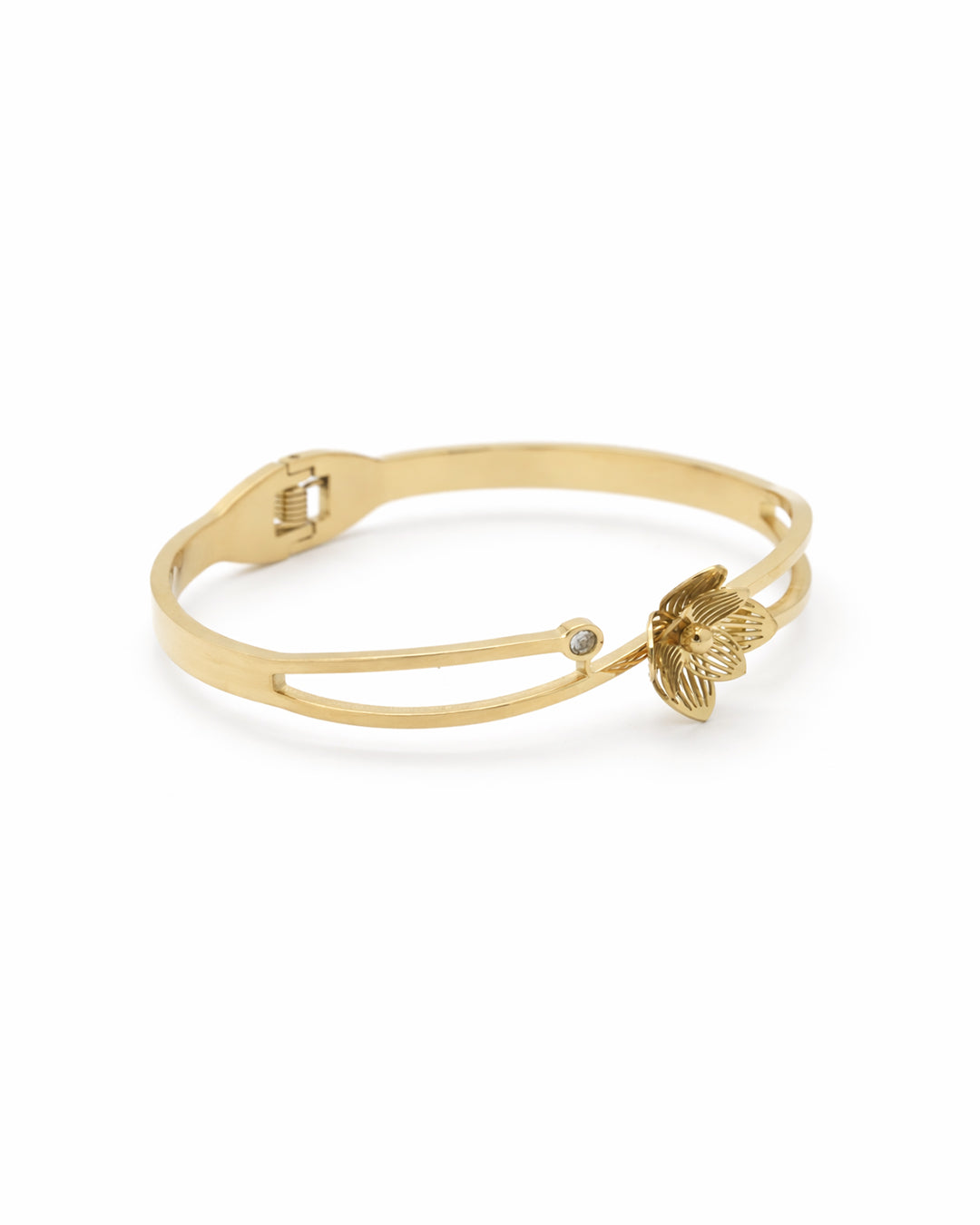 Filigree Petal Solitaire Gold Plated Kada