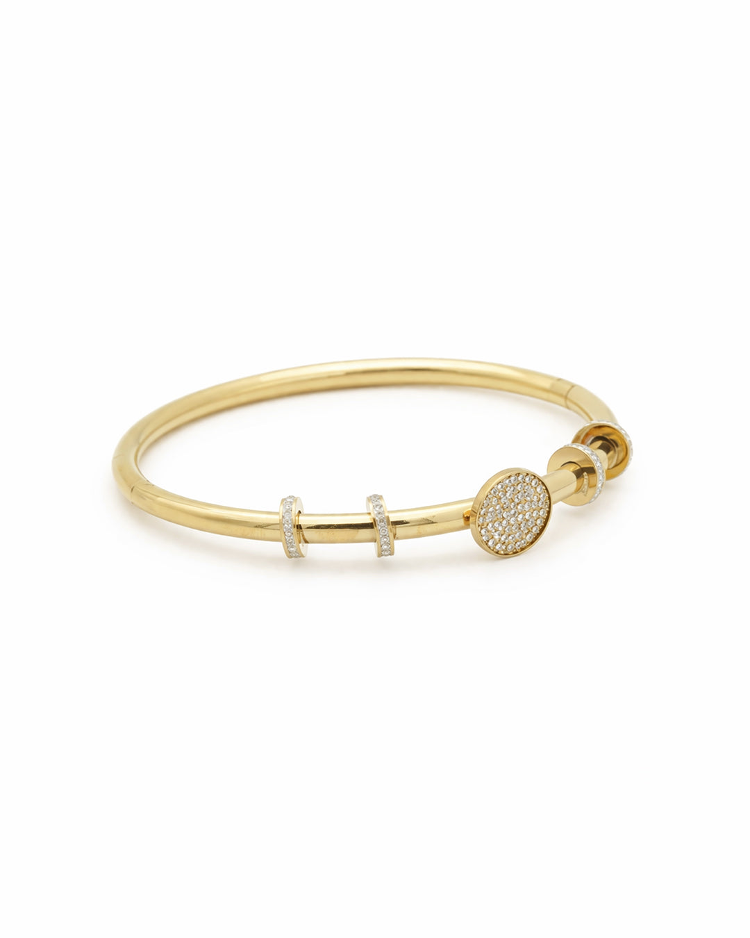 Pavé Disc & Orbital Spacer Gold Plated Kada
